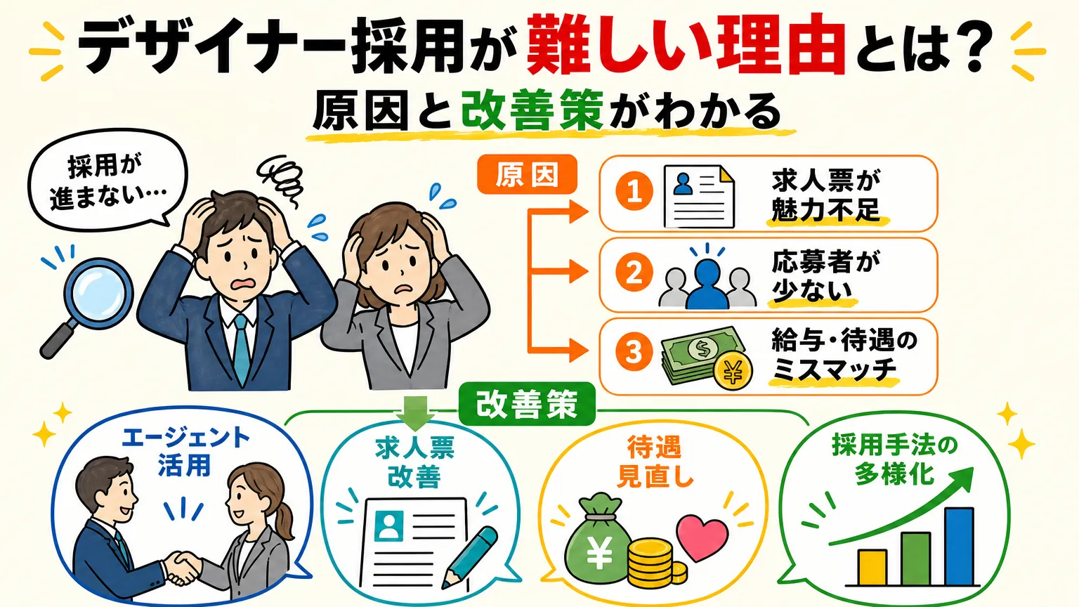 デザイナー採用が難しい理由とは？原因と改善策がわかる